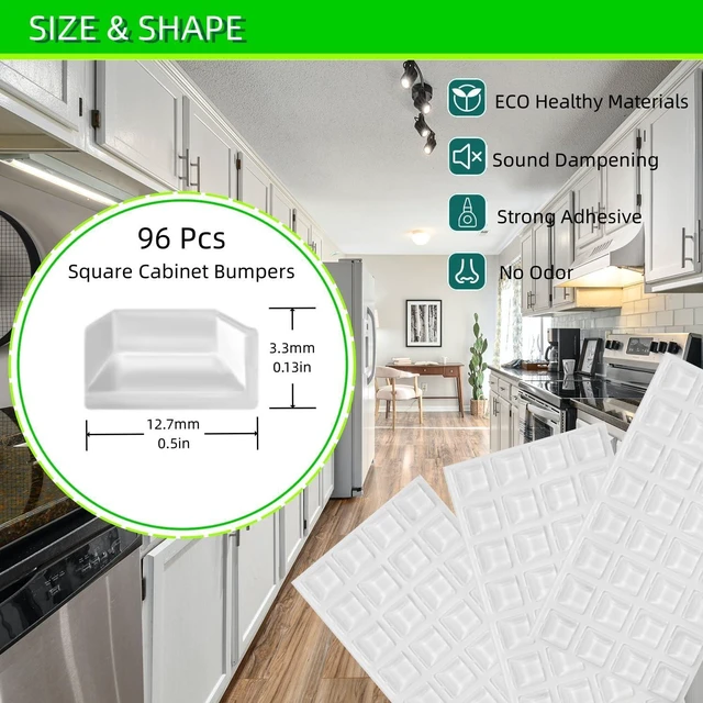 Alt view image 2 of 7 - Cabinet Bumpers Soft Self-Adhesive Clear Rubber Bumper- Cabinet Door pumpers dots Clear Cabinet stoppers Furniture Noise Reducing Silicone Rubber Bumper Extremely Durable(96Pcs)