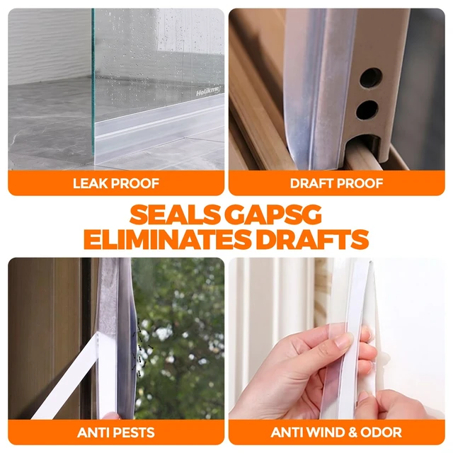 Alt view image 4 of 7 - Weather Stripping Door Seal, Shower Door Seal Strip,1.8" W-33Feet | Flexible Door Seal, Seals Gaps up to 1.2", Helps Reduce Air Leaks & Dust, For Doors & Windows