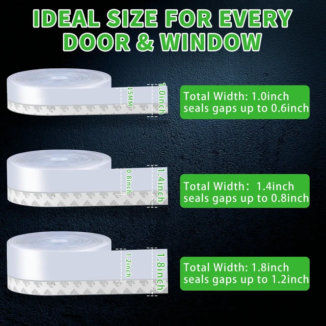 Alt view image 6 of 7 - Weather Stripping Door Seal, 1.8in Black Under Door Draft Stopper Silicone Seal Strip For Door Frame Side, Window, Shower Bottom Seal, Strong Adhesive For Weatherproofing And Noise Reduction