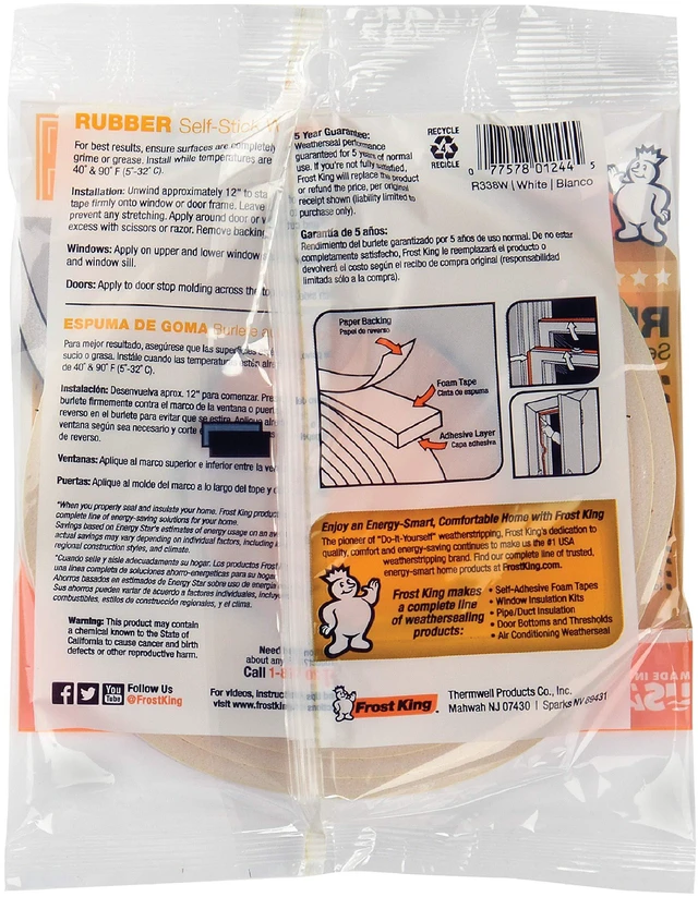 Alt view image 7 of 7 - R338H Self-Stick Rubber Foam Weatherseal, 3/8"W, 3/16"T, Black|Blacks