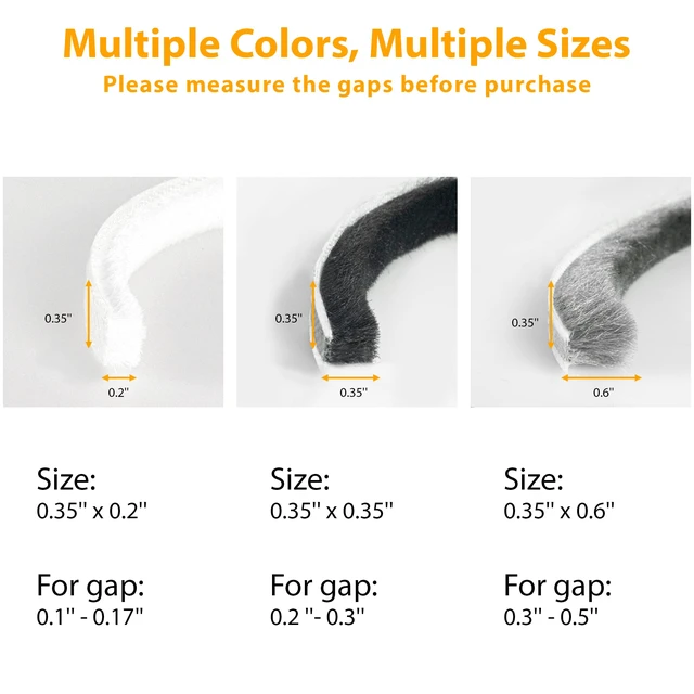 Alt view image 2 of 7 - 39.4FT Weather Stripping for Doors and Windows, Self-Adhesive Soundproofing Door Seal, Door Insulation for Sliding, Exterior, Frames and Front, 0.35'' Wide x 0.35'' Thick, Grey