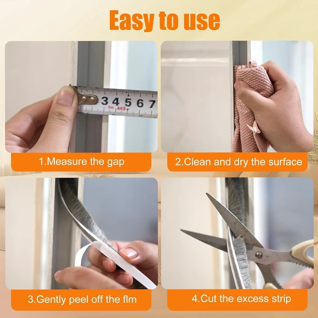 Alt view image 5 of 7 - 39.4FT Weather Stripping for Doors and Windows, Self-Adhesive Soundproofing Door Seal, Door Insulation for Sliding, Exterior, Frames and Front, 0.35'' Wide x 0.35'' Thick, Grey