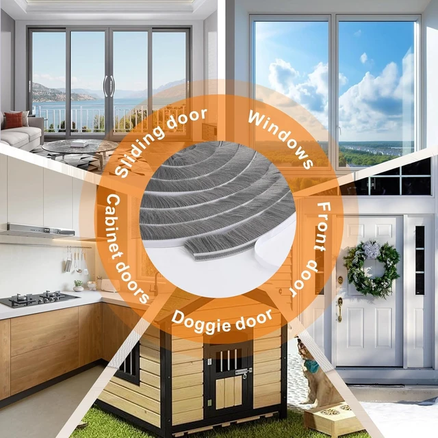 Alt view image 7 of 7 - 39.4FT Weather Stripping for Doors and Windows, Self-Adhesive Soundproofing Door Seal, Door Insulation for Sliding, Exterior, Frames and Front, 0.35'' Wide x 0.35'' Thick, Grey