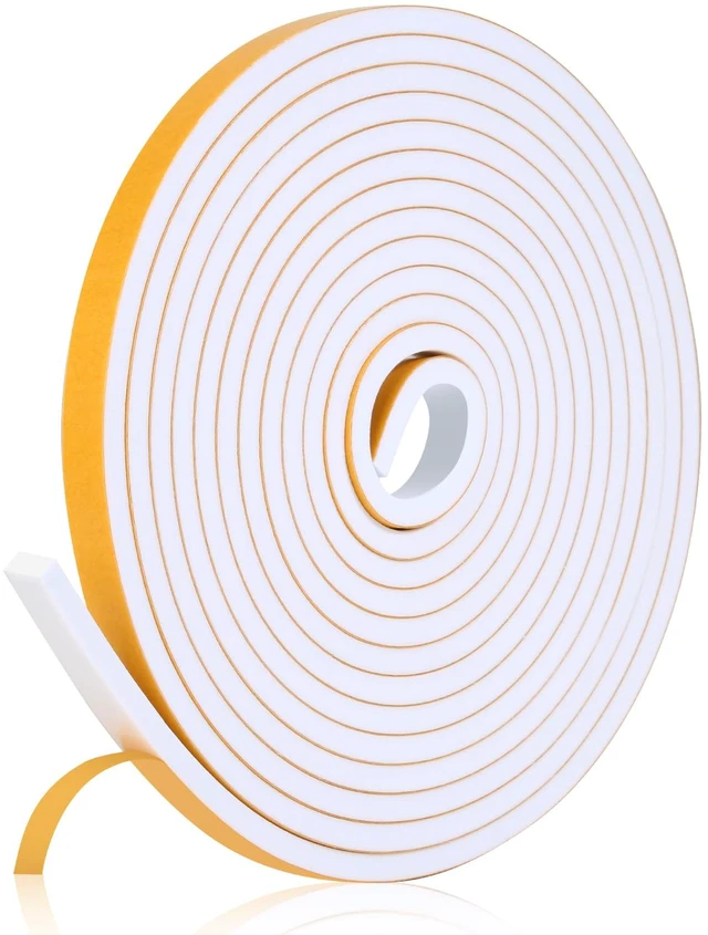 Main image of 16Feet Weather Stripping Seal (1/2 Inch X 1/4 Inch) for Door Window, High Density Foam Tape, Soundproofing, Insulation Strip, Door Sealers for Door Frame- White