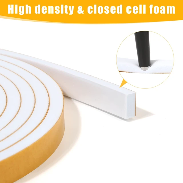 Alt view image 5 of 7 - 16Feet Weather Stripping Seal (1/2 Inch X 1/4 Inch) for Door Window, High Density Foam Tape, Soundproofing, Insulation Strip, Door Sealers for Door Frame- White