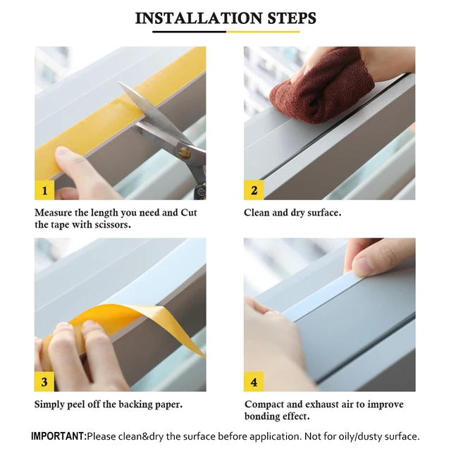 Alt view image 7 of 7 - 16Feet Weather Stripping Seal (1/2 Inch X 1/4 Inch) for Door Window, High Density Foam Tape, Soundproofing, Insulation Strip, Door Sealers for Door Frame- White