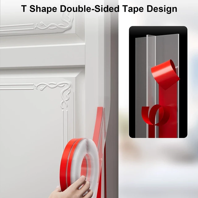 Alt view image 3 of 7 - T-Shaped Weather Stripping Door Seal, Clear Silicone, 1.97" x 20 ft | Flexible door seal strip covers door, window, and bathroom gaps; peel-and-stick design helps reduce drafts