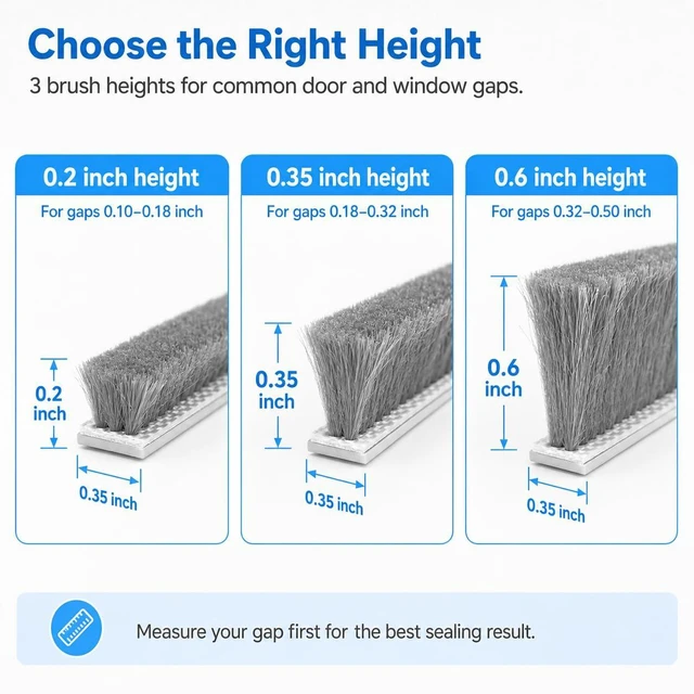 Alt view image 6 of 7 - 20FT Brush Weather Stripping, Self-Adhesive Pile Door Seal Strip for Sliding Doors and Windows, Felt Weatherstrip Draft Stopper, Soundproof Dustproof Window Gap Seal, Gray