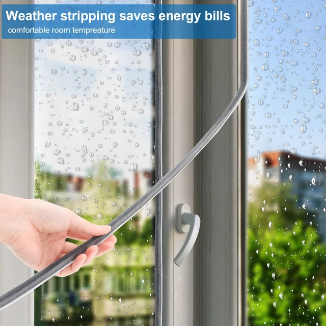 Alt view image 5 of 7 - 33 Ft Weather Stripping Door Seal. Self-Adhesive Soundproofing Weather Stripping for Sliding Windows and Door Frames, 0.35" Wide x 0.2" Thick, Gray