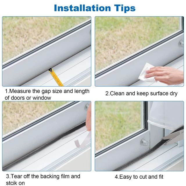 Alt view image 7 of 7 - 33 Ft Weather Stripping Door Seal. Self-Adhesive Soundproofing Weather Stripping for Sliding Windows and Door Frames, 0.35" Wide x 0.2" Thick, Gray