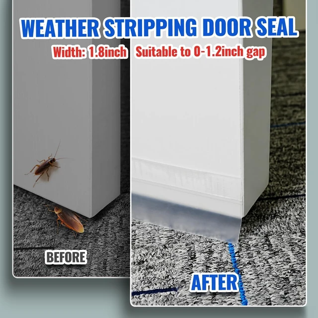 Alt view image 3 of 7 - Weather Stripping Door Seal - Draft Stopper for Windows Doors, 33Ft | Seals Gaps up to 1.2in, Stops Heat Cold Escaping, Boosts HVAC, Blocks Wind Dust Insects, Strong Adhesive, Easy Trim Install
