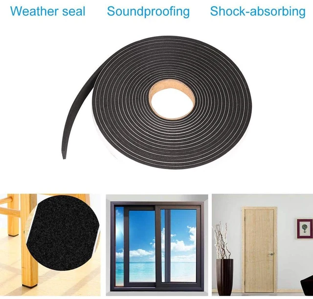 Alt view image 5 of 6 - Seal Foam Tape,1/2 Inch W x 1/8 Inch T Weather Stripping for Door and Window,High Density Single Sided Closed Cell Door Insulation Weather Strip, 3 Rolls Total 50FT Black