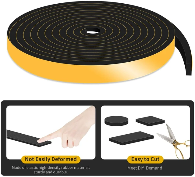 Alt view image 7 of 7 - Weather Stripping Door Seal,High Density CR,1/2 in x 1/4 in x 13Ft | Weather Stripping,Soundproof,Cold Insulation,Foam Insulation Tape for Door,Front Door Frame,Windows,Sliding Door,Black
