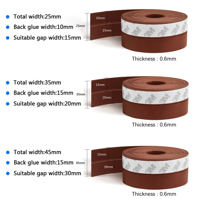 Alt view image 2 of 7 - Weather Stripping, Silicone Door Seal Strip Door, Window, 16 Feet Long, Reddish Brown (Width 25mm)