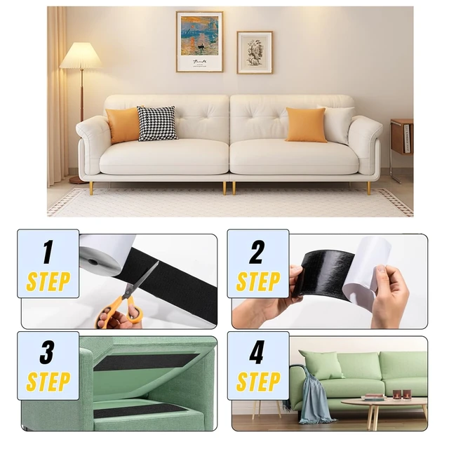 Alt view image 5 of 7 - Non Slip Couch Cushion Grips Holders to Keep Couch Cushions from Sliding Hook and Loop Tape for Mattress Furniture