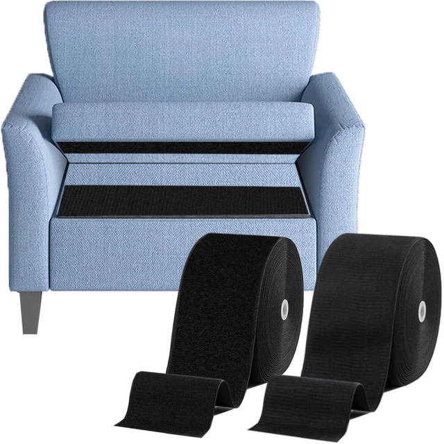 Main image of 4''x 20Ft Heavy Duty Hook and Loop Tape, Keep Couch Cushions from Sliding | Self adhesive, strong grip, rug gripper tape & pads, furniture stopper, non slip, sofa cushion holder, 4in wide x 20 ft long