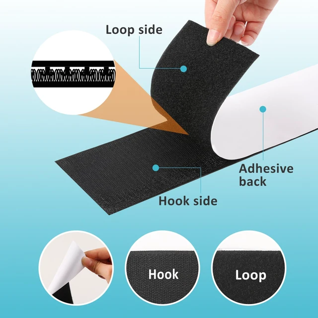 Alt view image 3 of 7 - 4.4''×16.5 Feet Black Hook and Loop Tape, Non Slip Couch Cushion Gripper | Bulk Sticky Back hook loop tape, Apply No Punching Wall Mounting, Keep Carpet Socket in Place at Home and Office