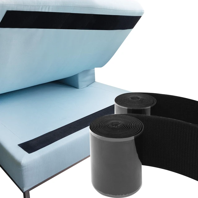 Main image of Heavy Duty Strips for Couch Cushions (4 Inch x 10 Feet, Black) | Keep Sofa Cushions from Sliding, Adhesive Hook and Loop Tape, Prevent Sliding, Indoors, Outdoors, Non Slip, Furniture Grip