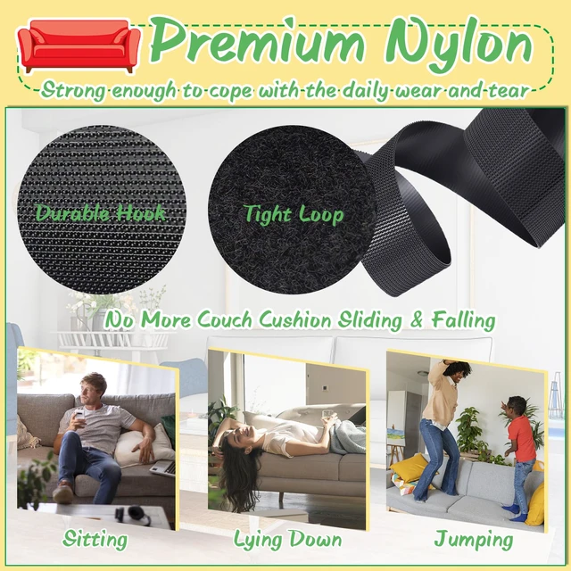 Alt view image 2 of 7 - Couch Cushion Non Slip Pads to Keep Couch Cushions from Sliding, Hook and Loop Tape with Adhesive for Smooth Surfaces, 2m Long and 11cm Wide
