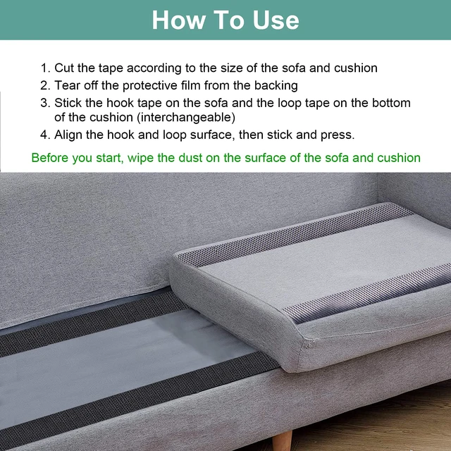 Alt view image 4 of 7 - Couch Cushion Non Slip Pads to Keep Couch Cushions from Sliding, Hook and Loop Tape with Adhesive for Smooth Surfaces, 2m Long and 11cm Wide
