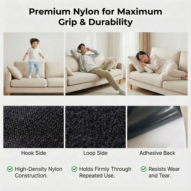 Alt view image 3 of 7 - Non Slip Couch Cushion Gripper Roll 4 Inch x 18 Feet, Anti Slip Couch Cushion Gripper with Strong Adhesive Backing, Rug Gripper for Carpet and Non Slip Mattress Gripper, Cut to Fit Furniture Stability
