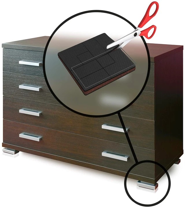 Alt view image 4 of 6 - GorillaPads 4 Inch Non Slip Furniture Gripper Pads (Pre-Scored to Cut to Size) Stops Sliding and Protects All Hard Floor Surfaces, Optional Self-Stick Adhesive, Square, CB140