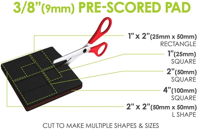 Alt view image 5 of 6 - GorillaPads 4 Inch Non Slip Furniture Gripper Pads (Pre-Scored to Cut to Size) Stops Sliding and Protects All Hard Floor Surfaces, Optional Self-Stick Adhesive, Square, CB140