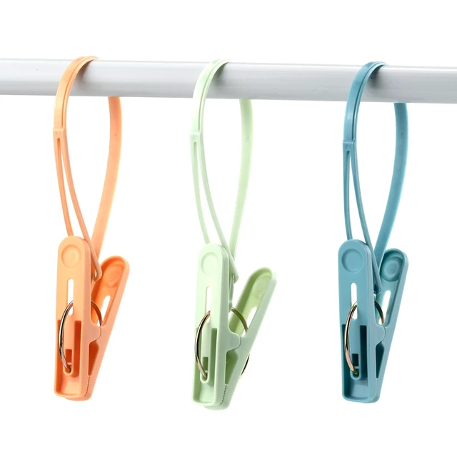 Alt view image 6 of 7 - 24 Pack Clothes Pins Clothes Peg Clip Pins with Plastic Rope for Clothesline Multicolor Drying Clothing Clips Hooks Windproof Clothes Hanger for Hanging Socks Hats Pants Bras Underwears Towel Photo