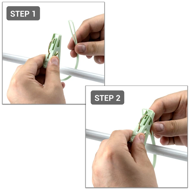 Alt view image 5 of 7 - 24 Pack Clothes Pins Clothes Peg Clip Pins with Plastic Rope for Clothesline Multicolor Drying Clothing Clips Hooks Windproof Clothes Hanger for Hanging Socks Hats Pants Bras Underwears Towel Photo