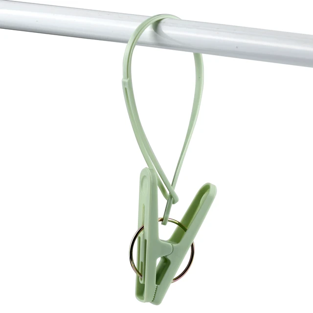 Alt view image 4 of 7 - 24 Pack Clothes Pins Clothes Peg Clip Pins with Plastic Rope for Clothesline Multicolor Drying Clothing Clips Hooks Windproof Clothes Hanger for Hanging Socks Hats Pants Bras Underwears Towel Photo