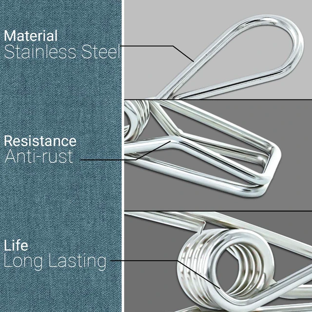 Alt view image 6 of 7 - 40 Pack Stainless Steel Clothes Pins, Multi-Purpose Metal Wire Utility Clips
