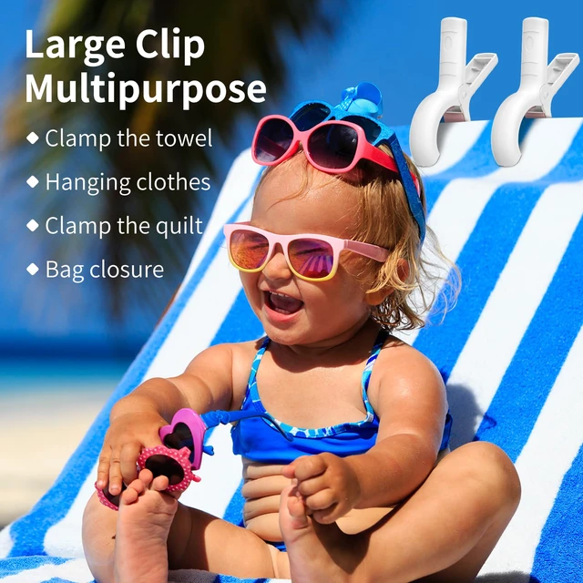 Alt view image 6 of 7 - 12 Pack Beach Towel Clips,Pool Chair Clips,Heavy Duty Plastic Clothes Pins,Quilt Drying Clips,Windproof Clothes Clips,Keep Your Towel,Clothes,Blankets to Dry on Clothesline and Hanging Rack