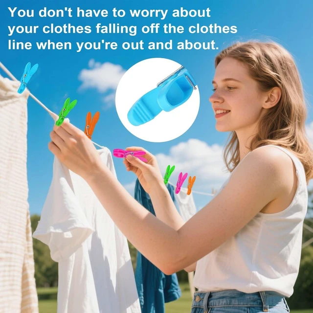 Alt view image 6 of 7 - Clothes Pins, 48 Pack Colored Plastic Clothespins, Clothes Pins Heavy Duty Outdoor, Non-Slip Laundry Clips for Hanging Clothes, Towels, Crafts, Multiperpose Plastic Clips for Picture, Chip Bags