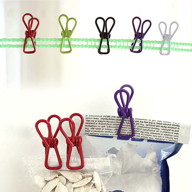 Alt view image 6 of 7 - 50 Pack Steel Wire Clip Utility Clips Colorful Vinyl-Coated Windproof Clothespin for Drying Home Laundry and Office Multi-Purpose Assorted Colors