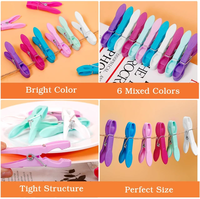 Alt view image 2 of 7 - 48 Pack Colorful Plastic Clothespins,Heavy Duty Clothes Pins Clips with Springs,Non-Slip Clips for Hanging Clothes,Towels,Crafts,Picture Clips Food Package Clips,Air-Drying Clothing Pin Set