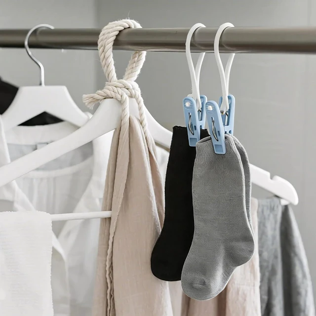 Alt view image 4 of 7 - 120 Pack Plastic Clothes Pins, Multi-Purpose Plastic Hanging Clips with Rope, Windproof Laundry Hooks Hanger Clips Clothespins Clothes Peg for Hanging Clothes Hat Towel Sock Gloves Photos