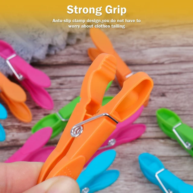 Alt view image 2 of 7 - 60 Pack Clothes Pins, Colored Plastic Clothespins, Strong Grip Laundry Clips, Non-Slip Washing Line Clips for Hanging Indoor & Outdoor Use, Durable and Lightweight