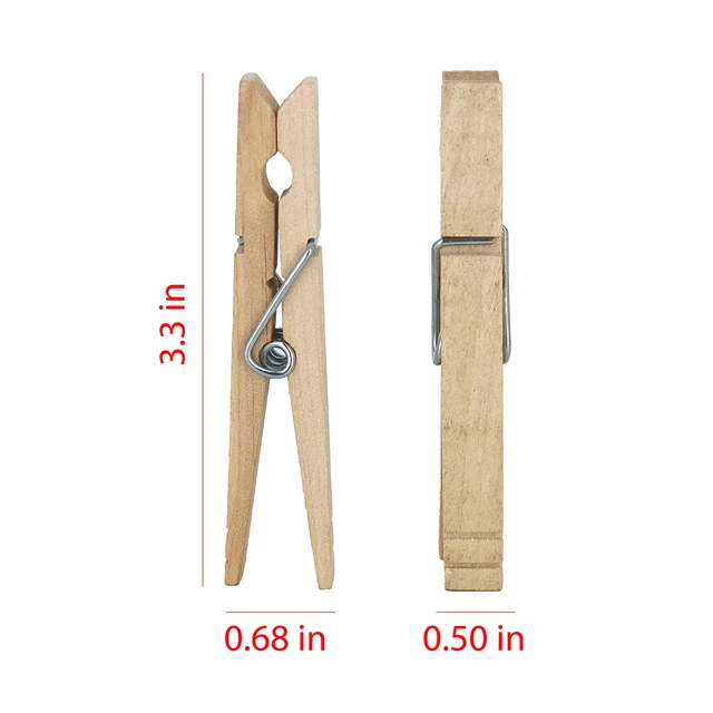 Alt view image 4 of 6 - Wood Clothespins with Spring Value Pack Set of 50 | Rust Resistant, Heavy-Duty Coil, Non-Slip Grip for Line Drying Laundry, Chip Clips, Crafts, 50 Pack