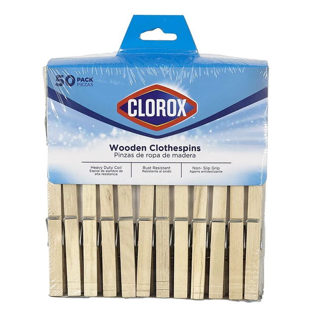 Alt view image 6 of 6 - Wood Clothespins with Spring Value Pack Set of 50 | Rust Resistant, Heavy-Duty Coil, Non-Slip Grip for Line Drying Laundry, Chip Clips, Crafts, 50 Pack