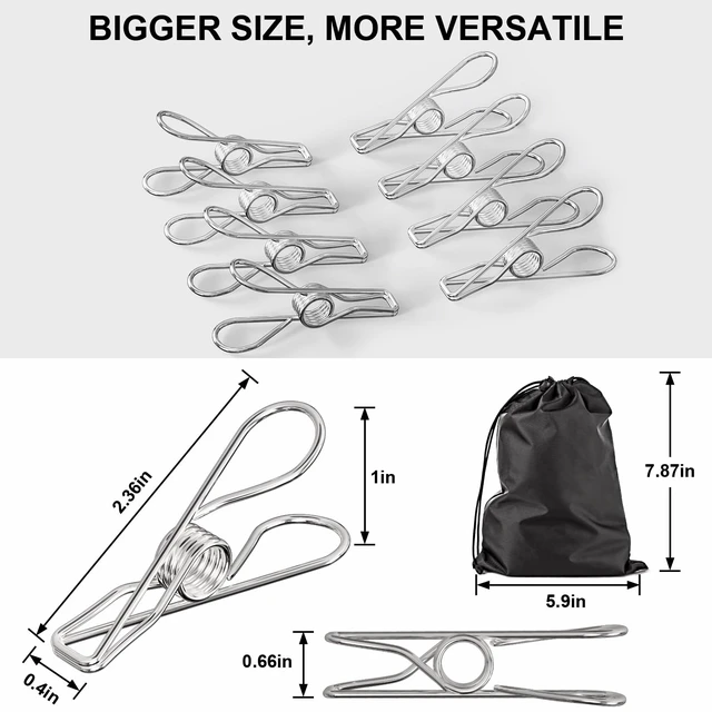 Alt view image 2 of 7 - Clothes Pins Heavy Duty Outdoor, 40 Pcs Stainless Steel Clothespins, Metal Clips Heavy Duty for Hanging Clothes, Clothes Clips, Laundry Clips, Stainless Steel Clips for Clothes
