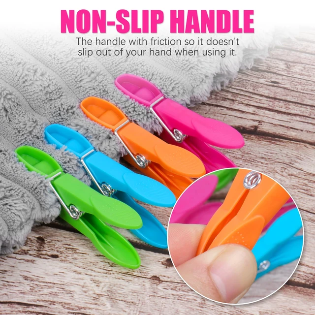 Alt view image 4 of 7 - 48 PCS Clothes Pins, Colored Clothespins for Clamping Tighter, Plastic Clothes Pins Heavy Duty Outdoor, Non-Slip Clips for Hanging Clothes, Socks, Towels, Crafts and Food Sealing