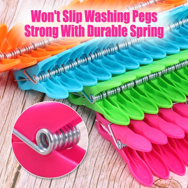 Alt view image 5 of 7 - 48 PCS Clothes Pins, Colored Clothespins for Clamping Tighter, Plastic Clothes Pins Heavy Duty Outdoor, Non-Slip Clips for Hanging Clothes, Socks, Towels, Crafts and Food Sealing