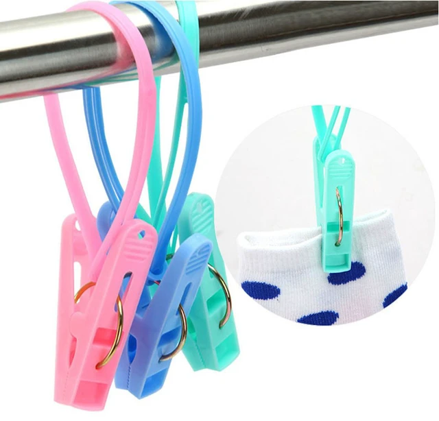 Alt view image 6 of 7 - Pack of 12 Clothes Peg Clip Pins Rope Hanging Clothesline Windproof Hanger (Multicolor)