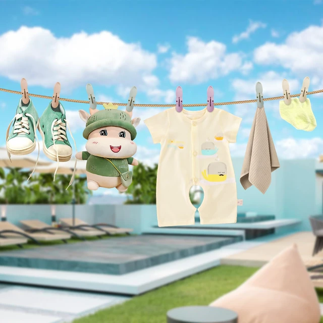 Alt view image 3 of 7 - 60Pcs Plastic Clothespins Drying Line Pegs, Laundry Clip for Clothes