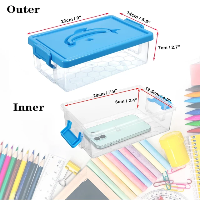 Alt view image 3 of 5 - 1-Pack Clear Small Plastic Storage Box with Lid - 9x5.5x2.8, Blue | Stackable Organizer Featuring Easy-Lift Dolphin Design, Multi-Use Portable Container for Craft, Office, Space-Saving