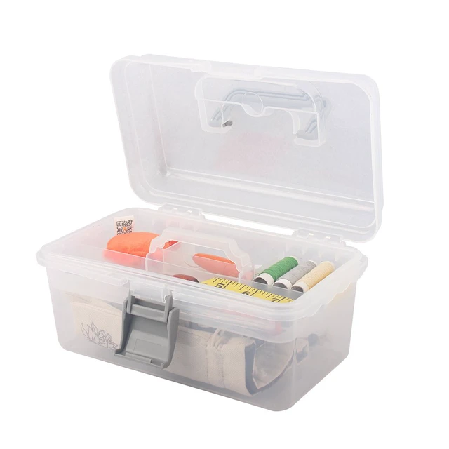 Alt view image 4 of 6 - Multipurpose Plastic Storage Container Box with Handle and Latch Lock, Clear Gray