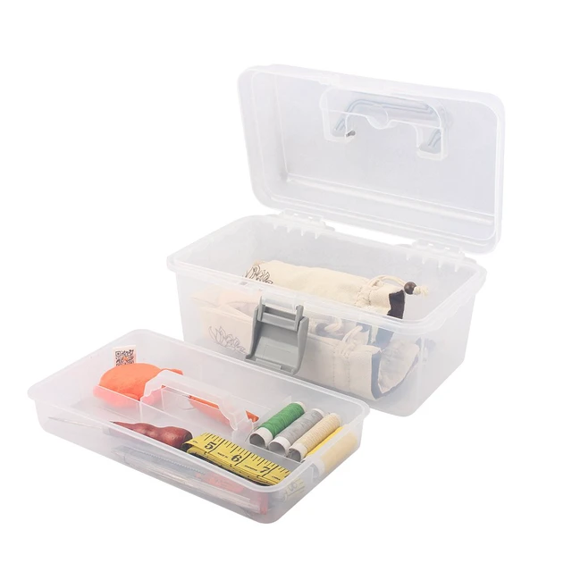 Alt view image 5 of 6 - Multipurpose Plastic Storage Container Box with Handle and Latch Lock, Clear Gray