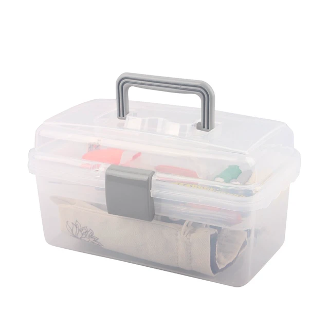 Alt view image 3 of 6 - Multipurpose Plastic Storage Container Box with Handle and Latch Lock, Clear Gray