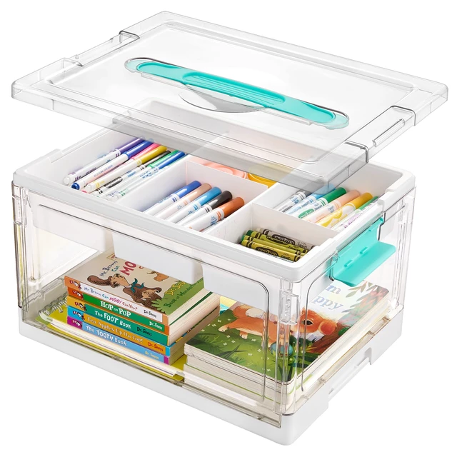 Main image of 24 QT Clear Craft Organizer with Removable Tray & Dividers, 1 Pack | Storage Box for Coloring Books, Modeling Clay, Molds and Art Supplies, Keeps Craft Materials Organized and Easy to Access