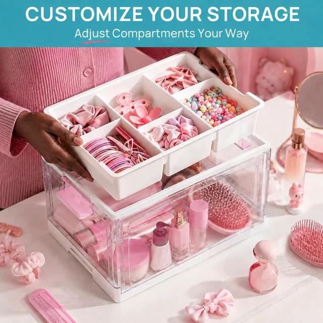 Alt view image 4 of 7 - 24 QT Clear Craft Organizer with Removable Tray & Dividers, 1 Pack | Storage Box for Coloring Books, Modeling Clay, Molds and Art Supplies, Keeps Craft Materials Organized and Easy to Access